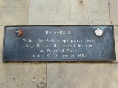 The site of Edward of Middleham's investiture as Prince of Wales is still marked in York today