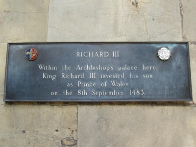 The site of Edward of Middleham's investiture as Prince of Wales is still marked in York today The site of Edward of Middleham's investiture as Prince of Wales is still marked in York today
